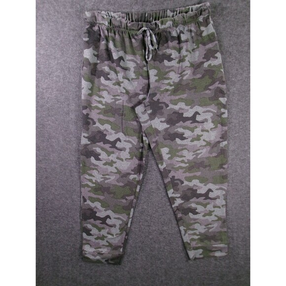 Time Tru Pants Women Large Camo Jogger Lounge Elastic Waist Drawstring Army Cozy - Picture 1 of 13